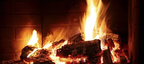 open burning log fire